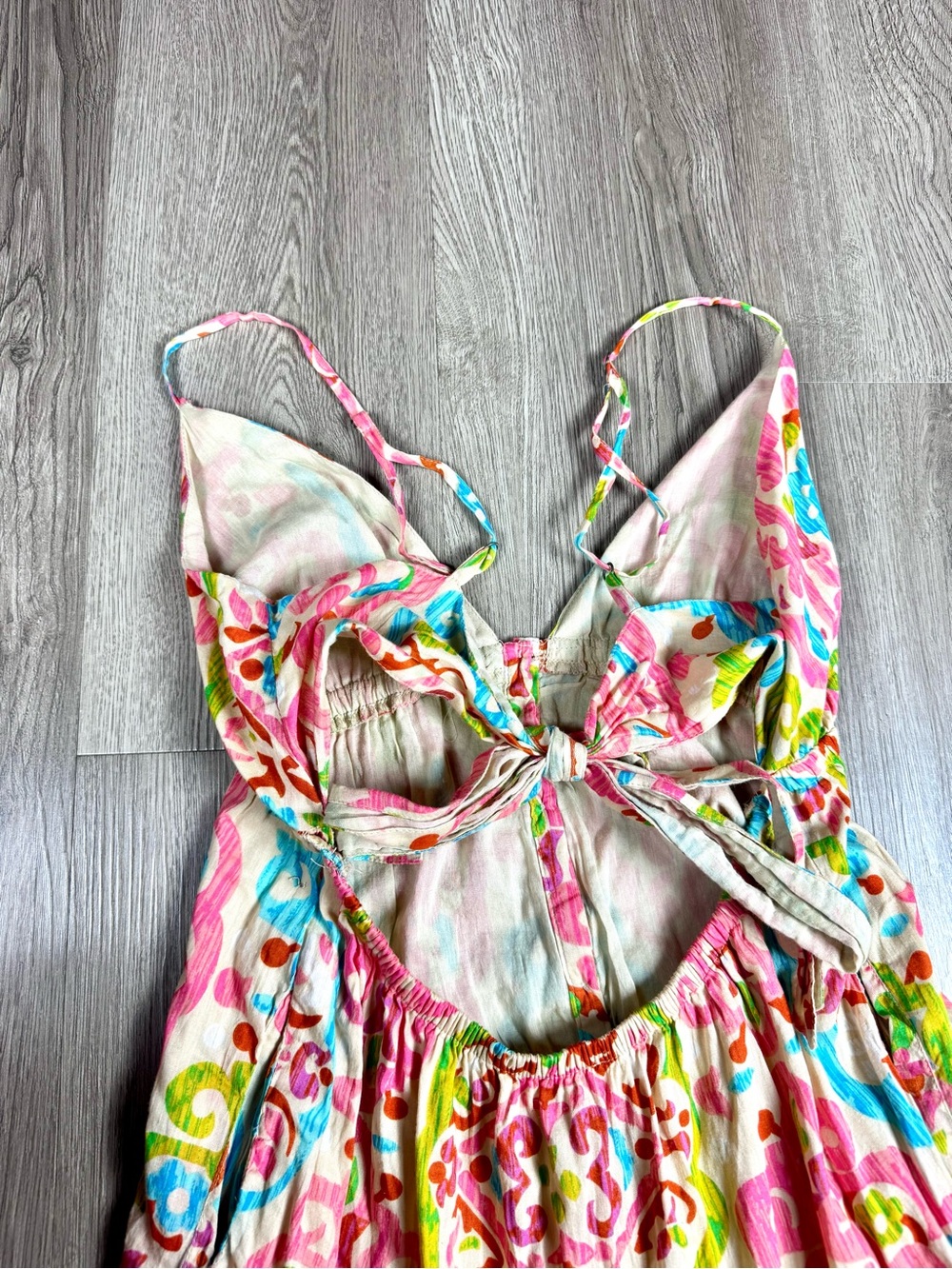 House of Harlow Boho Maxi Resort Dress Open Back Button Floral 100% Cotton MED - Picture 9 of 12